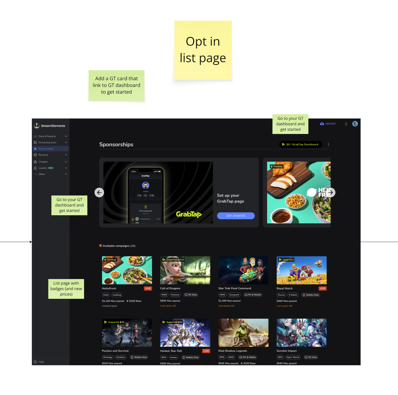 Creator dashboard with game tracking, analytics, and player management