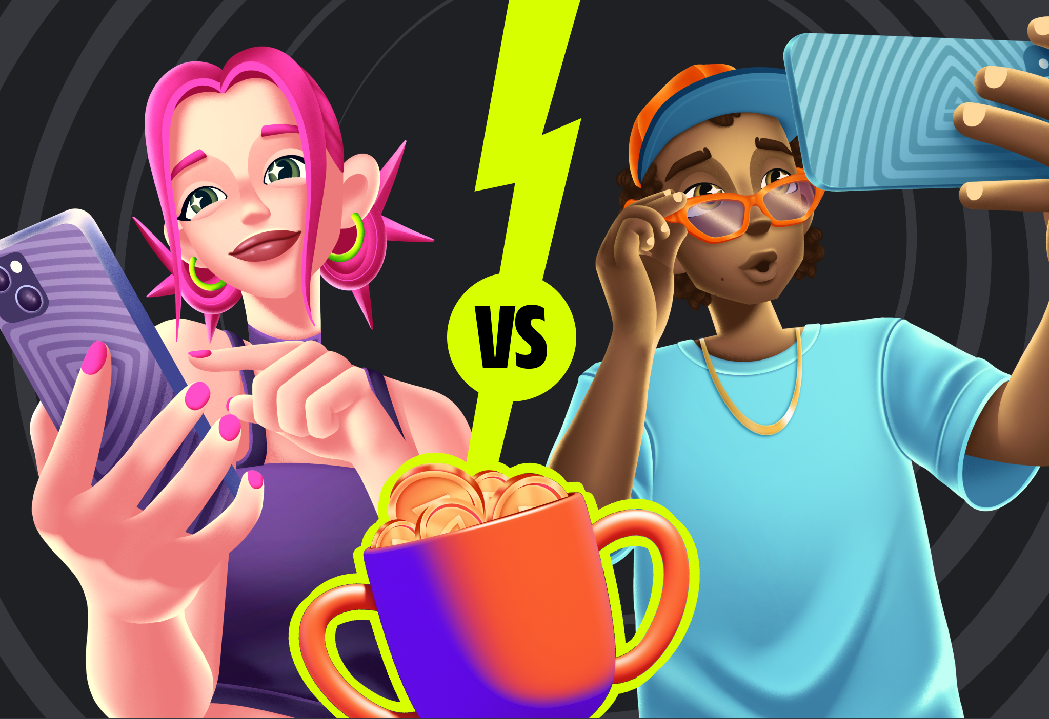 Illustration of two players competing head to head