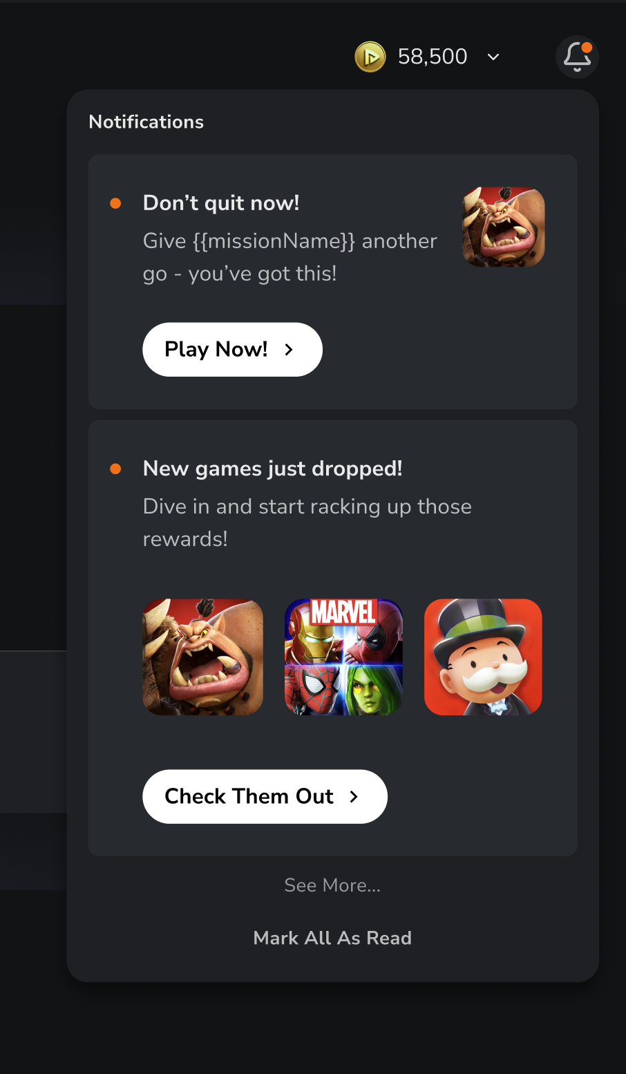 Notification center in dark mode