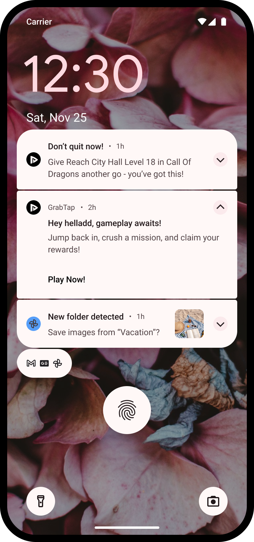 Push notification designs for mobile