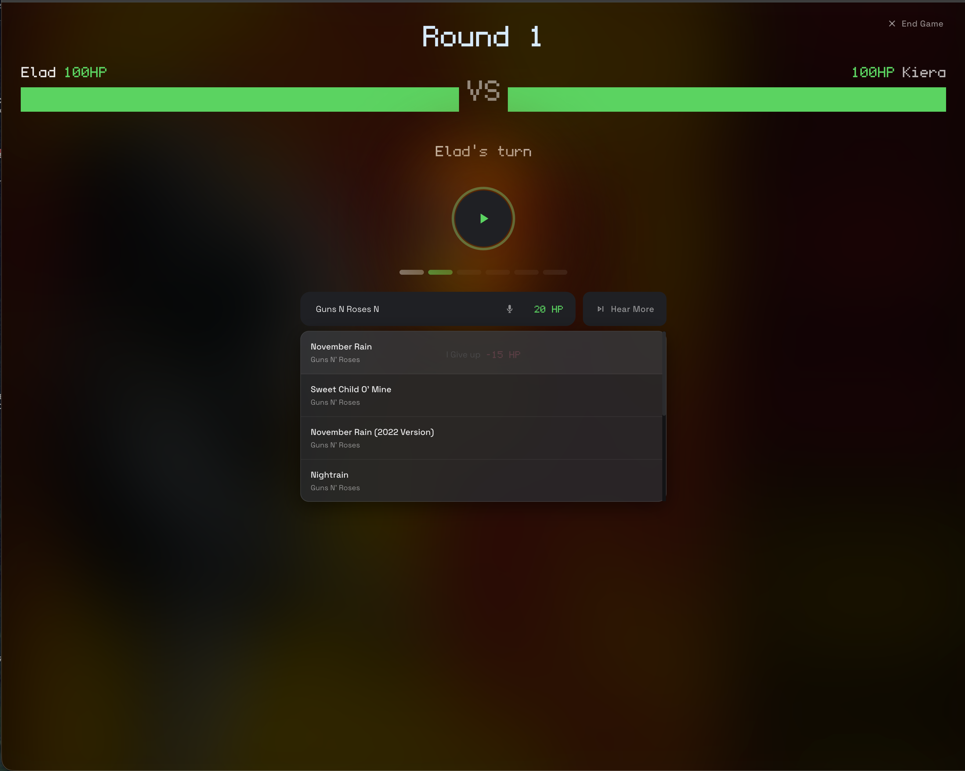 Round 1 with autocomplete search